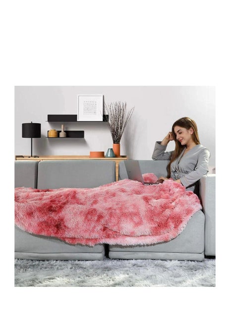 Faux Fur Throw Blanket, Soft Fluffy Sherpa and Fleece Blankets, Comfy and Plush Throw 180x130cm