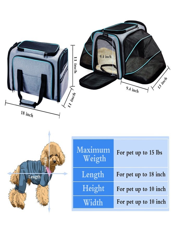 TDHDIKE Cat Dog Carrier - Airline Approved Expandable Soft-Sided Pet Carrier with Removable Fleece Pad and Pockets, for Cats/Puppy and Small Animals Large(2 side expandable) - Image 2