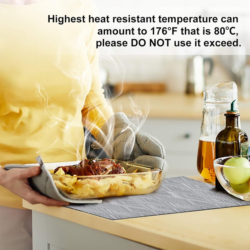 Aofmee Placemats, Placemats Set of 6, Heat Resistant Place Mats, Washable PVC Table Mats, Woven Vinyl Plastic Placemats for Dining Table, Non-Slip Stain Resistant Kitchen Table Placemats Easy to Clean - Image 3