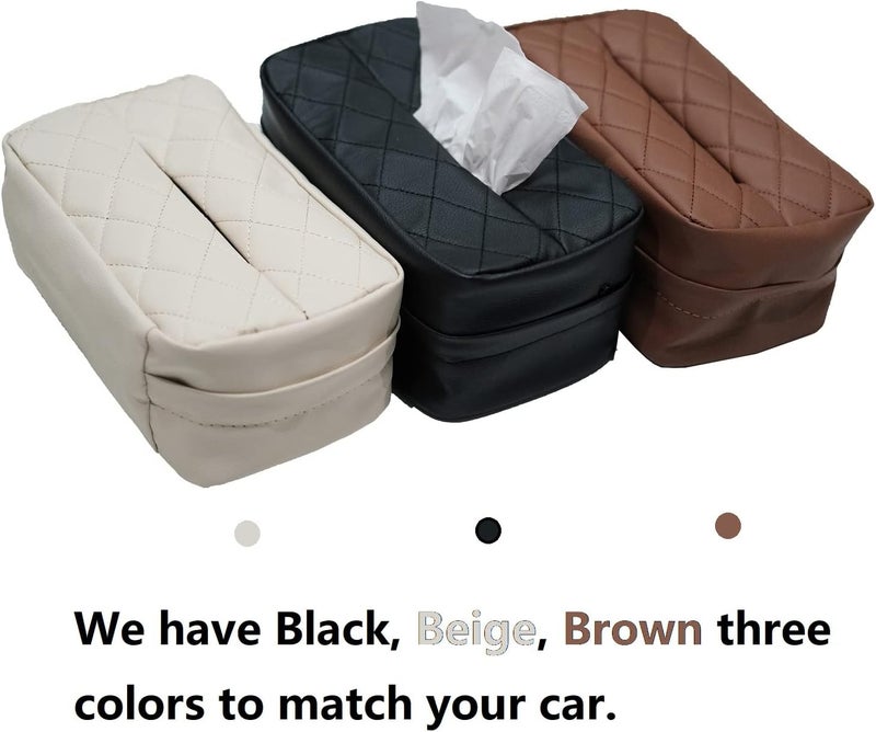 SENYAZON Car Standard Tissue Holder, 120 Tissues Box Cover for Car, Car Backseat Extra Large Tissue Organization fit for 120 Tissues per Box on Daily Use (Brown) - Image 5