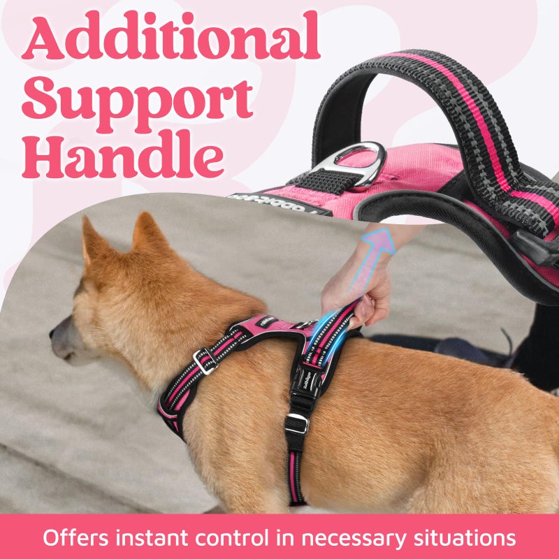 rabbitgoo Dog Harness Small Sized, No Pull Dog Vest with 3 Buckles, Adjustable Soft Padded Pet Harness with Easy Control Handle and Reflective Strips, Pink, S - Image 4
