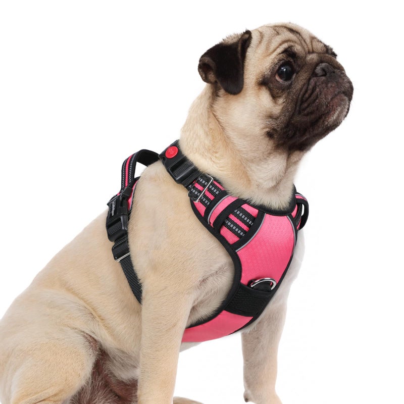 rabbitgoo Dog Harness Small Sized, No Pull Dog Vest with 3 Buckles, Adjustable Soft Padded Pet Harness with Easy Control Handle and Reflective Strips, Pink, S - Image 1