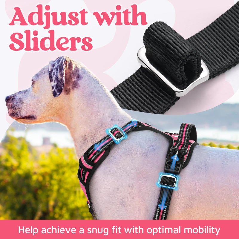 rabbitgoo Dog Harness Small Sized, No Pull Dog Vest with 3 Buckles, Adjustable Soft Padded Pet Harness with Easy Control Handle and Reflective Strips, Pink, S - Image 5