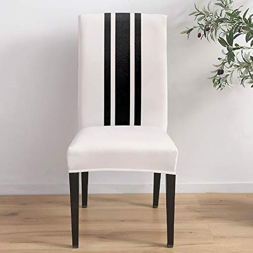 YOKOU Dining Chair Slipcover, Christmas Black and White Stripe Rustic Farmhouse Style Countryside Chair Protector Stretch Parsons Chair Covers for Dining Room, Restaurant, Kitchen, Party, 6 Packs - Image 4