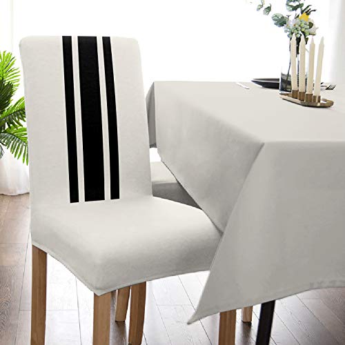 YOKOU Dining Chair Slipcover, Christmas Black and White Stripe Rustic Farmhouse Style Countryside Chair Protector Stretch Parsons Chair Covers for Dining Room, Restaurant, Kitchen, Party, 6 Packs - Image 5