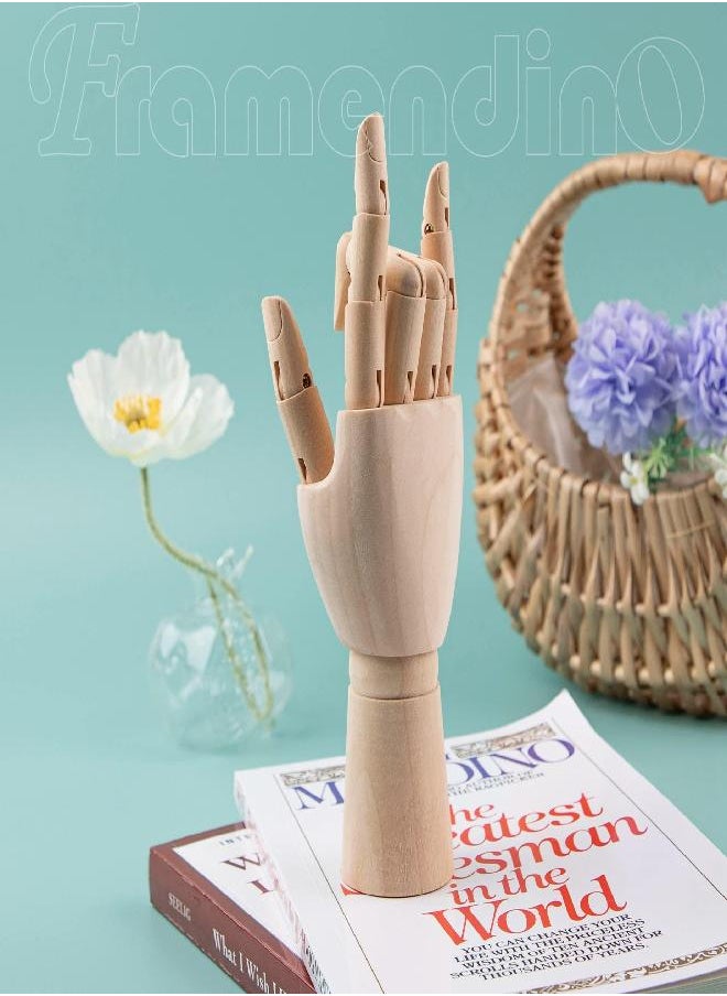Framendino Framendino, 7" Flexible Wood Hand Model Wooden Mannequin Right Hand Drawing Model Artist Manikin Hand Model Art Sketching Painting for Home Office Desk Decoration  - Image 3