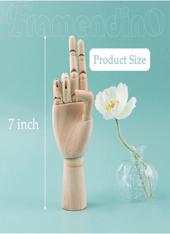 Framendino Framendino, 7" Flexible Wood Hand Model Wooden Mannequin Right Hand Drawing Model Artist Manikin Hand Model Art Sketching Painting for Home Office Desk Decoration  - Image 2