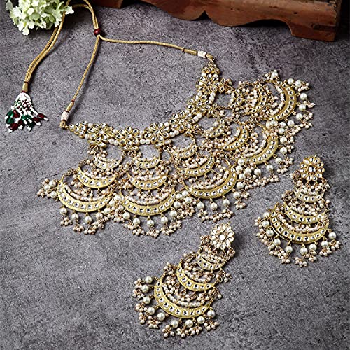 Karatcart Women's Kundan and Pearls Studded Layered Bridal Set - Image 3