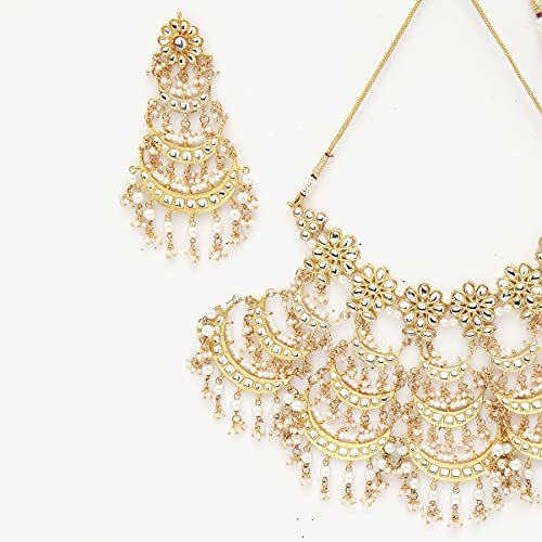 Karatcart Women's Kundan and Pearls Studded Layered Bridal Set - Image 4