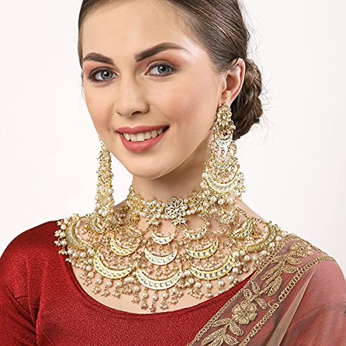 Karatcart Women's Kundan and Pearls Studded Layered Bridal Set - Image 2
