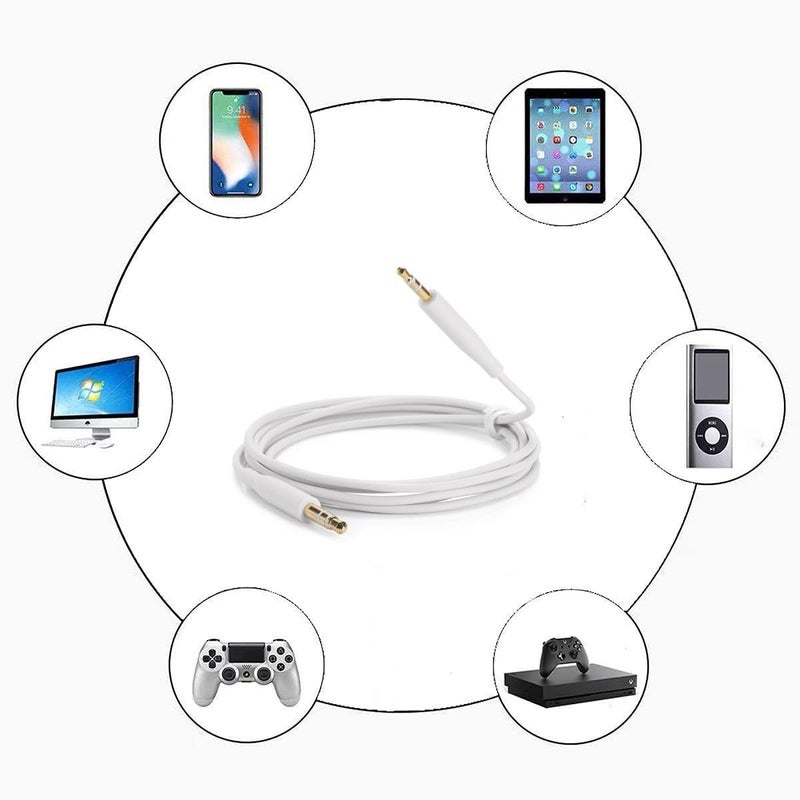 Cypher.V سلك استبدال مساعد ، من 3.5 مم إلى 2.5 مم لسماعات Bose NC700 QuietComfort QC25 QC35 QC35II QC45 (بدون ميكروفون) (أبيض) - Image 3
