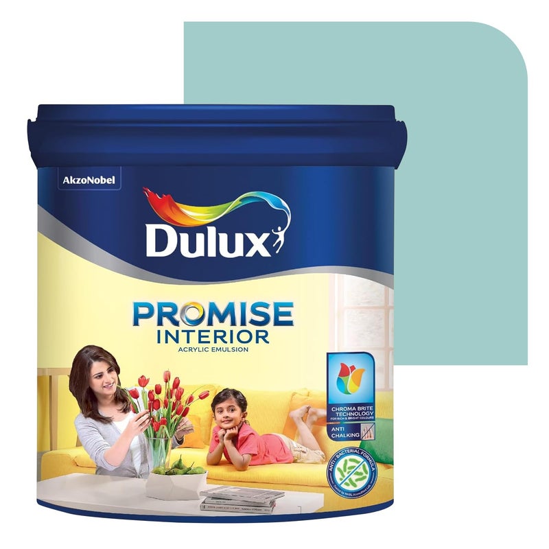 Dulux طلاء دولكس بروميس للديكور الداخلي (1 لتر، أكوا شينتز) | طلاء جداري بتقنية كرومة برايت لألوان أكثر إشراقًا وطول عمر | لمسة غنية | مضاد للطباشير | مائي | ضمان 3 سنوات - Image 4