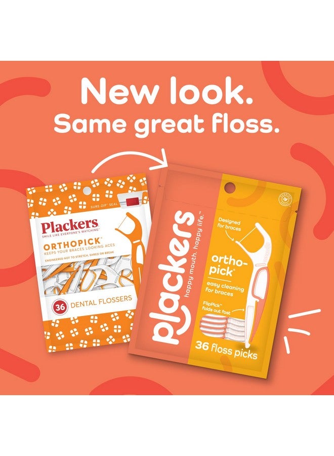 بلاكرز أعواد خيط الأسنان أورثوبيك من بلاكرز، بدون نكهة، مصممة لتقويم الأسنان، قابلة للطي، سهلة التخزين مع سحاب إغلاق، 36 قطعة (عبوة من 4 قطع) - Image 2