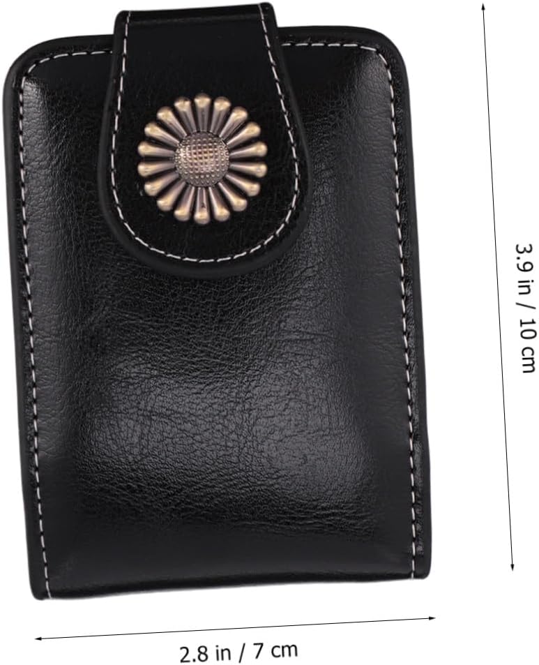 Pu Leather Lipsticks Pouch with Built-in Mirror, Small Lipsticks Carrying Case, Portable Lip Gloss Cosmetic Bag for Travel and Everyday Use (black) - Image 1