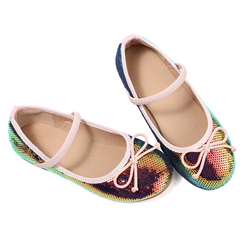 Autumn 2024 New Mermaid Shoes Girls'' Princess Shoes Little Girl Soft Sole Single-layer Shoes Children Shining Leather Shoes with Dress - Image 1