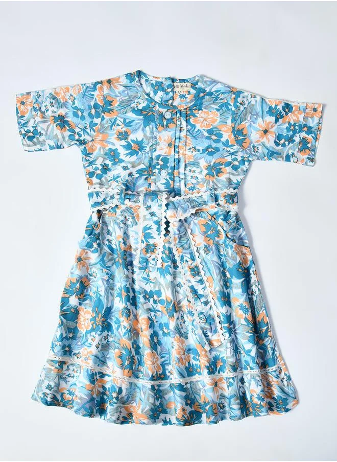 بيلا مودا Bella Moda All-Over Print Short Sleeve Cotton Dress