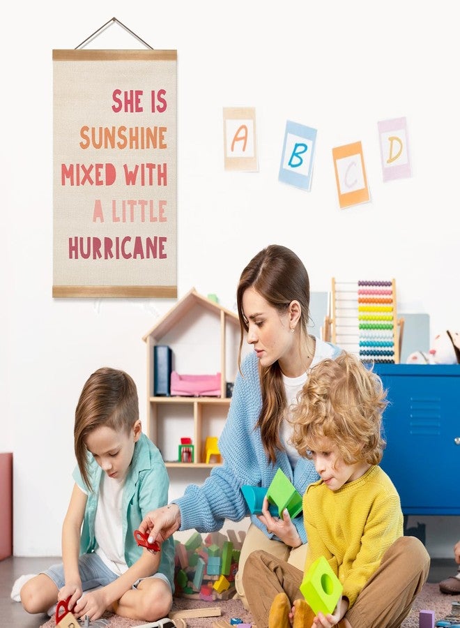 ZTGDA Pink Girls Room Decor Poster, She Is Sunshine Mixed with a Little Hurricane Wall Art Posters, Girls Room Decor, Inspirational Quote Hanging Banner for Girls Room Bedroom Home Nursery Playroom 12x16Inch - Image 4