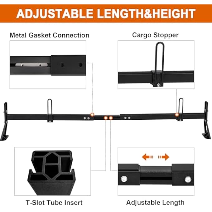 rayihni Van Ladder Roof Racks, 3 Bars Van Ladder Rack with Cargo Stoppers,Fit for Ford Transit 150, 250, 350, 2015-2022,800LBS Load Capacity - Image 3