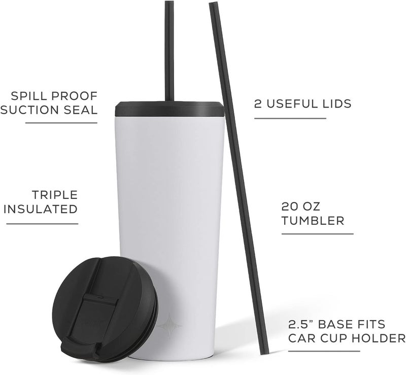 JoyJolt Vacuum Insulated 24 oz Tumbler with Lid and Straw (2 Each) Vacuum Double Wall Stainless Steel Tumbler, Copper Lined for 12Hr Hold/Cold Drinks. Leakproof Water Bottle, Tea or Iced Coffee Cup - Image 3