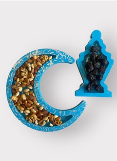 Crescent and Lantern Ramadan Handmade Tray Set for Snacks with Arabic Calligraphy (Blue) - pzsku/ZD5FF5C9C4B41D980FEA9Z/45/_/1738846618/16b7e695-a260-4a0f-a081-d11aa4011ece