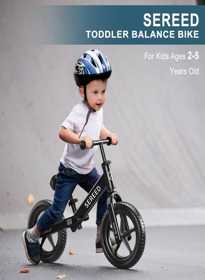 SEREED 12 Inch Toddler Balance Bike, No Pedal Bicycle for Kids 24 Months to 5 Years Old, Customize Plate (3 Sets of Stickers Included), Tool-Free Adjustments, Gift for Boys Girls 2-5 (Black) - Image 4
