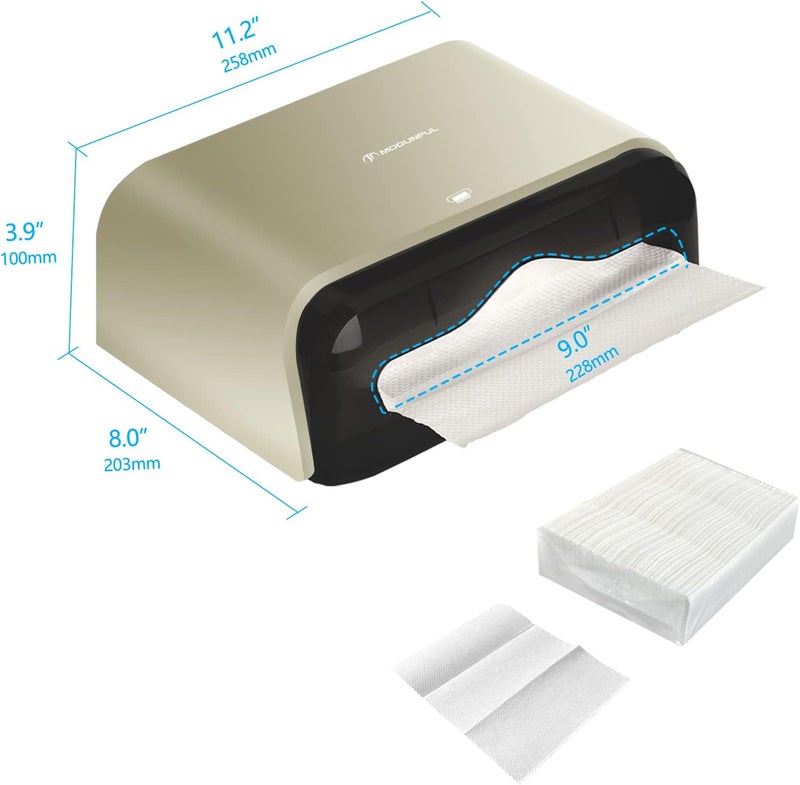 modunful C-Fold Paper Towel Dispenser for Bathroom: Compact 200 Sheets Large Capacity for Multifold Hand Towel, No-Hole Installation Adhesive Paper Towel Holder Wall Mount - Gold - Image 5