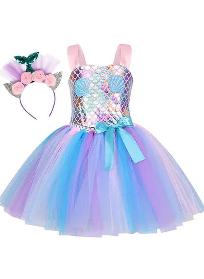 Beauenty Mermaid tutu girl costume birthday dress mermaid dress up costume - Image 1