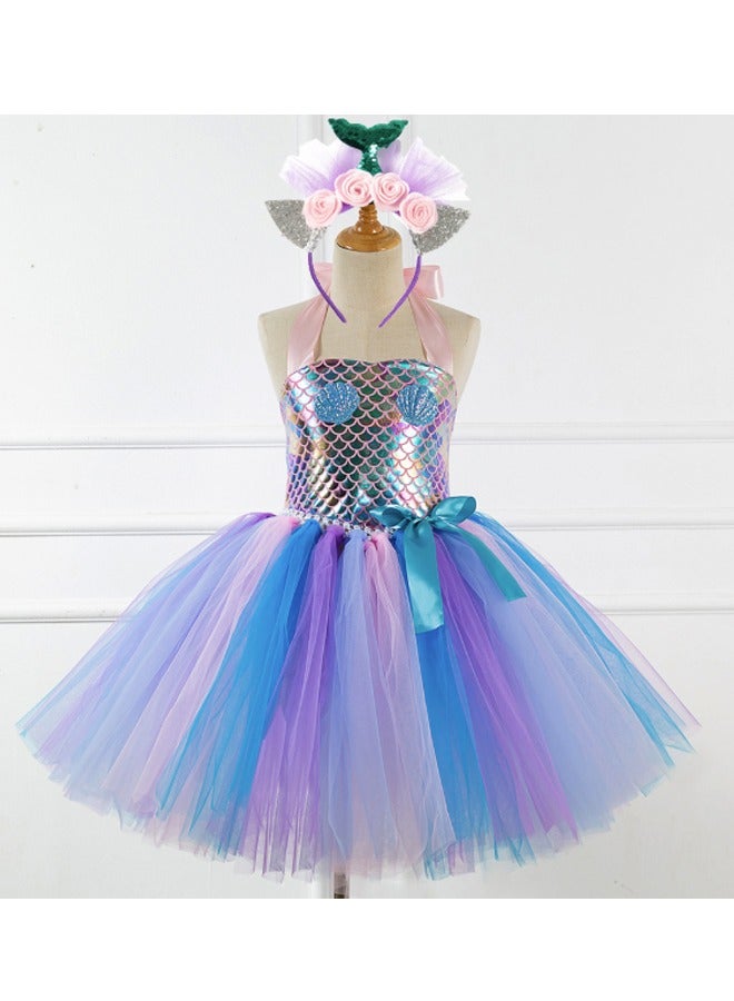 Beauenty Mermaid tutu girl costume birthday dress mermaid dress up costume - Image 4