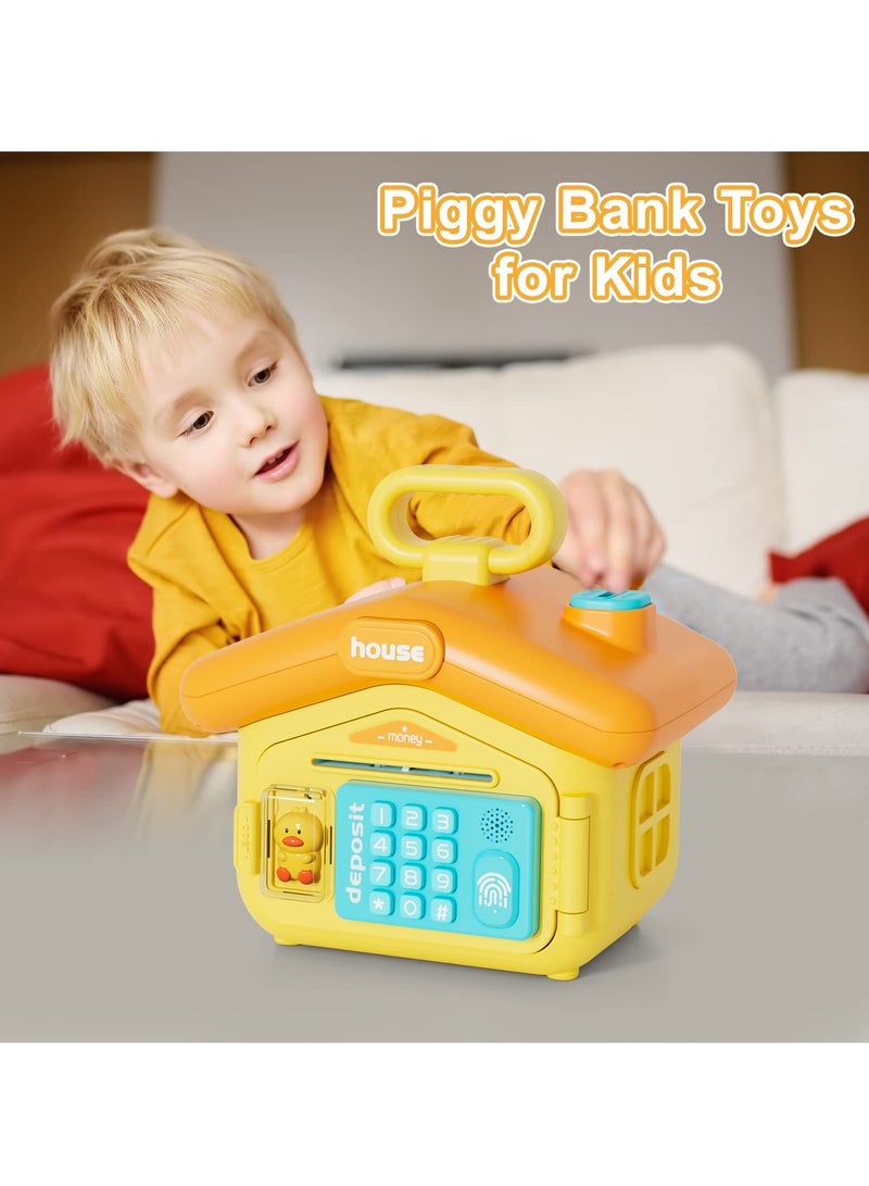 SYOSI Piggy Bank for Kids, Cute House Money Bank, Electronic Money Saving Box with Fingerprint Password for Kids, Coin Bank Piggy Bank Toddler Bank for Birthday - Image 3