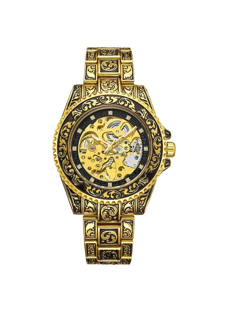 Gucamel European And American Style Men's Fashion Hollow Retro Carving Quartz Automatic Mechanical Watch - Image 1
