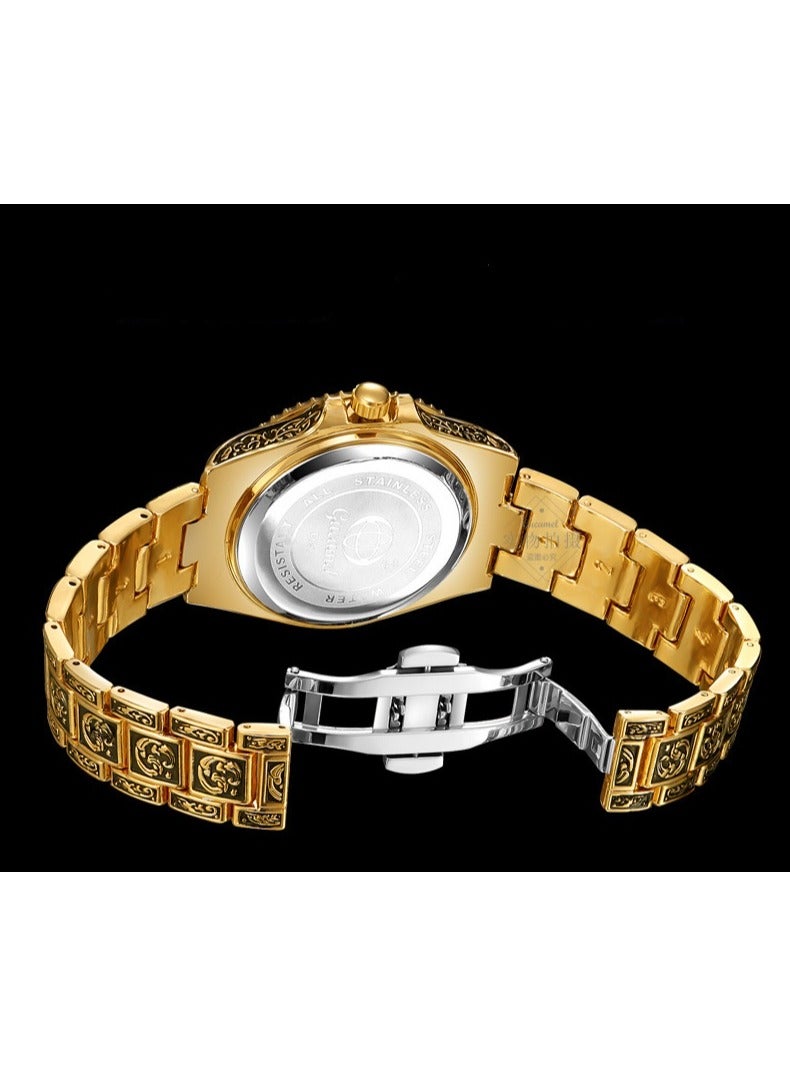 Gucamel European And American Style Men's Fashion Hollow Retro Carving Quartz Automatic Mechanical Watch - Image 4