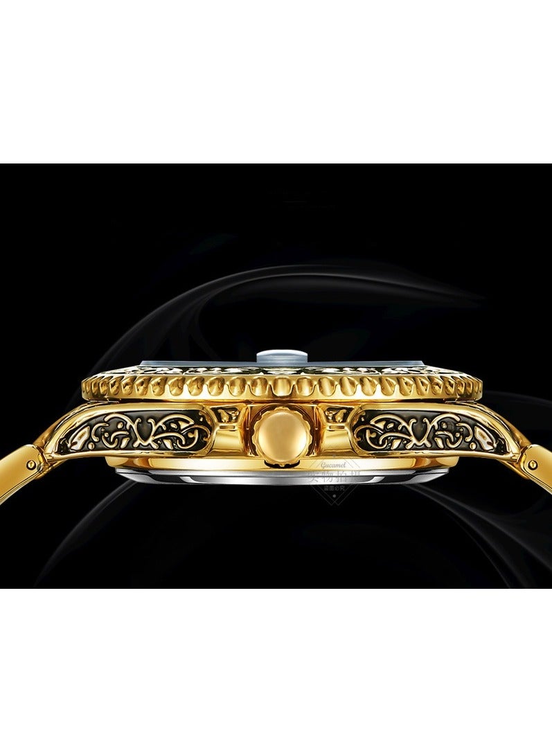 Gucamel European And American Style Men's Fashion Hollow Retro Carving Quartz Automatic Mechanical Watch - Image 3