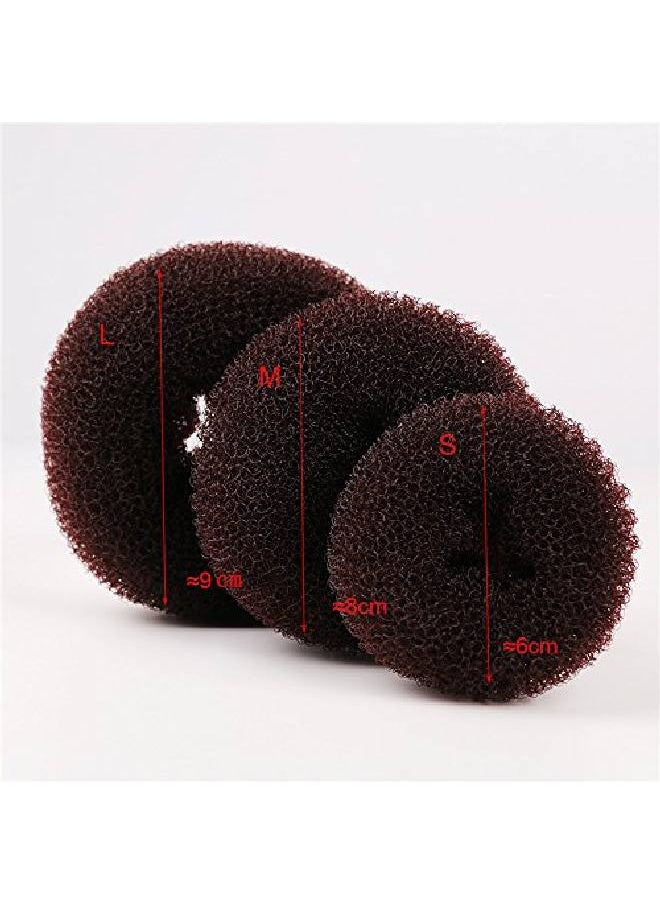 Wendy Mall - 3 Pieces Women Lady Magic Shaper Donut Hair Bun Maker Hair Ring Styler Maker Round Chignon Hair Accessories(1 Small 1 Medium 1 Large) (Brown) - Image 1