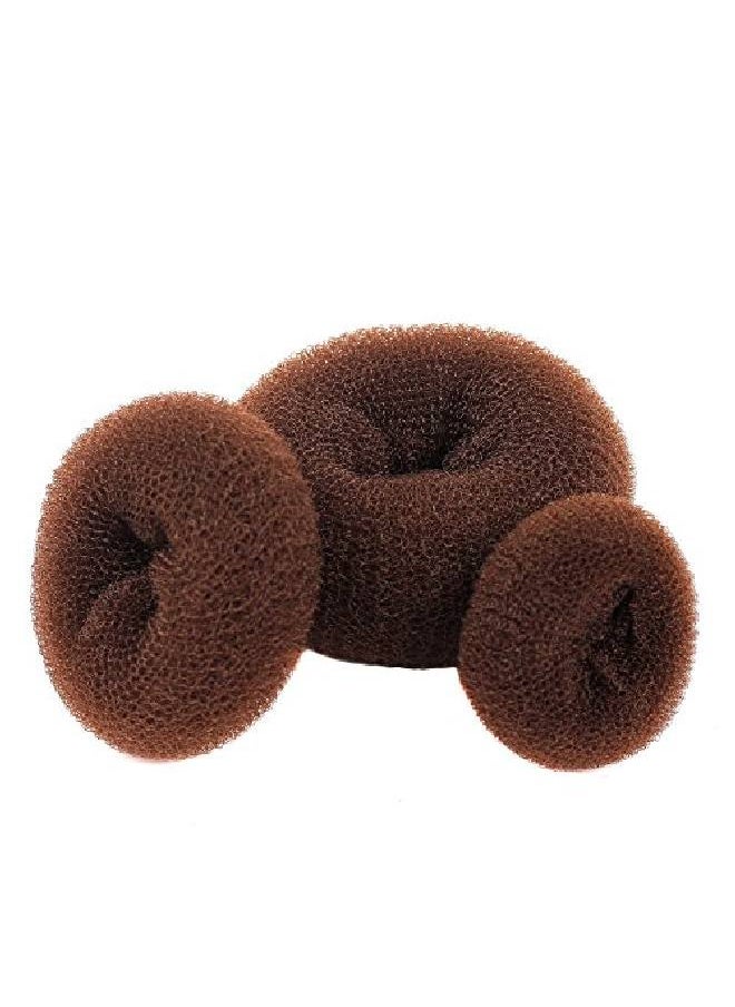 Wendy Mall - 3 Pieces Women Lady Magic Shaper Donut Hair Bun Maker Hair Ring Styler Maker Round Chignon Hair Accessories(1 Small 1 Medium 1 Large) (Brown) - Image 1