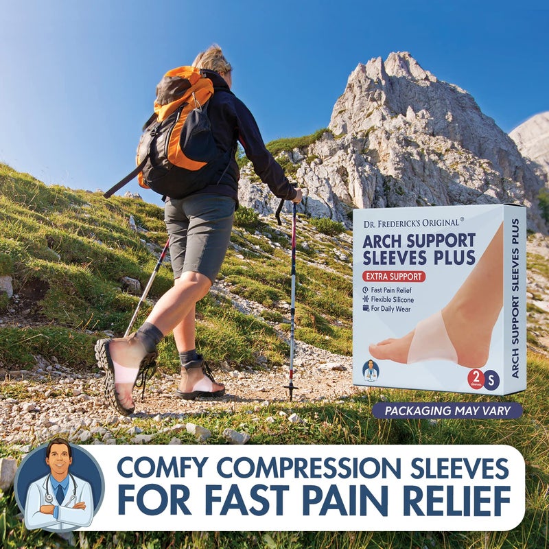 Dr. Frederick's Original Arch Support Sleeves Plus - 2 ct - Doctor-Developed Plantar Fasciitis & Flat Feet Relief - Foot Braces for Fallen Arches, Heel Pain & Achy Feet - Soft Gel Cushion - L/XL - Image 2