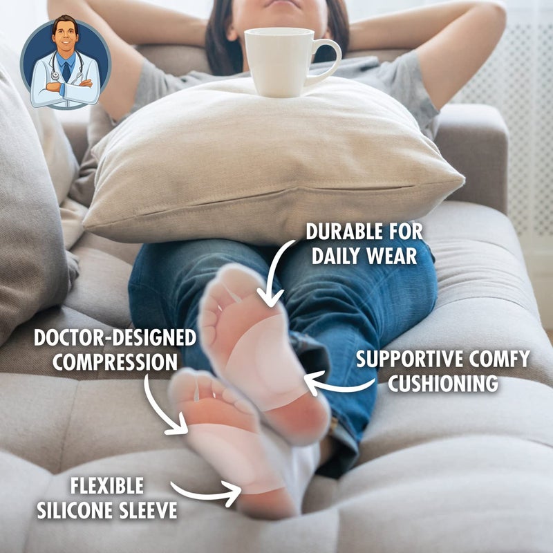 Dr. Frederick's Original Arch Support Sleeves Plus - 2 ct - Doctor-Developed Plantar Fasciitis & Flat Feet Relief - Foot Braces for Fallen Arches, Heel Pain & Achy Feet - Soft Gel Cushion - L/XL - Image 3