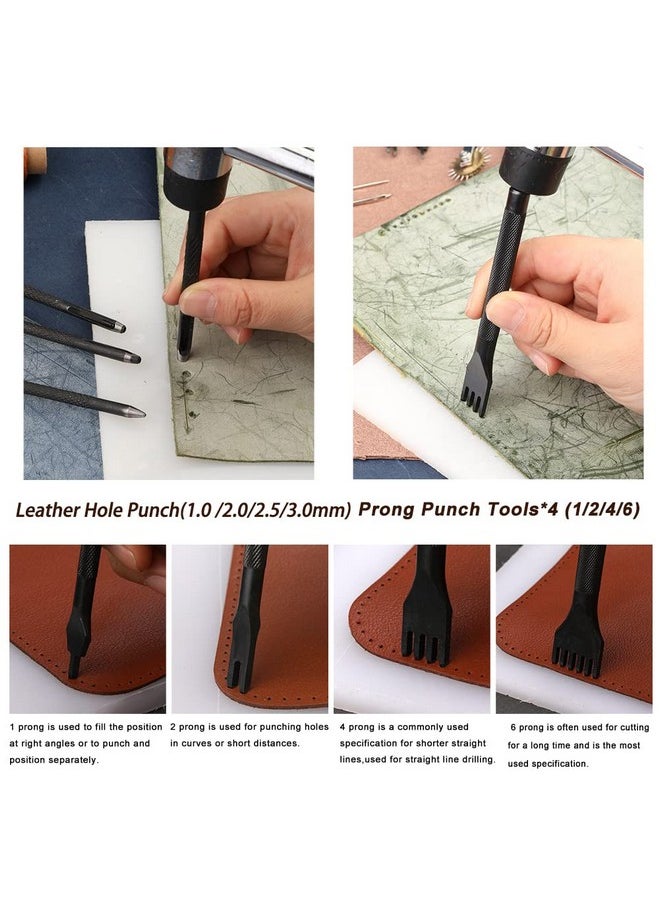 Butuze Leather Working Tools Leather Tool Kit Practical Leather Craft Kit With Waxed Thread Groover Awl Stitching Punch Hole For Leathercraft Beginner Or Adults Gifts Comes With Tool Manual  - Image 4