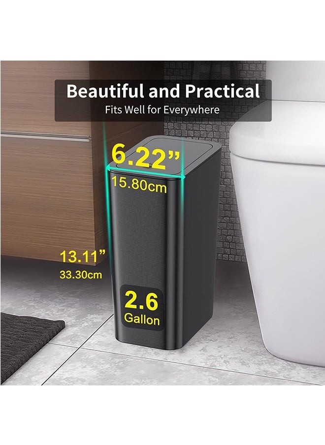 LENND Bathroom Small Trash Can with Lid 3 Pack,10L / 2.6 Gallon Slim Garbage Bin Wastebasket with Pop-Up Lid for Bedroom, Office, Kitchen, Craft Room, Fits Under Desk, Cabinet, Sink  - Image 3