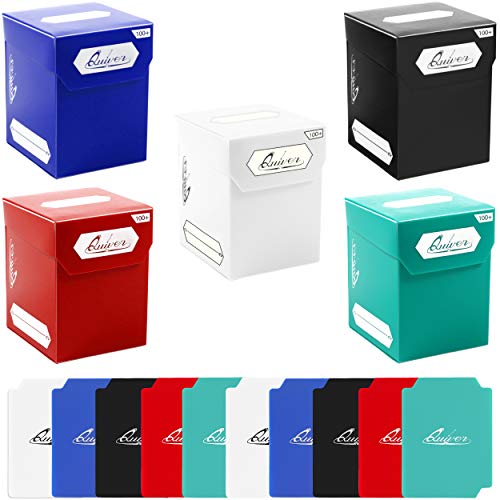 Quiver Time 100 Standard Trading Card Deck Blocks Fits MTG Deck Other TCG Cards Set of 5 Commander Deck Box with 2 DividersCard Deck Box White Black Blue Red Green - Image 1
