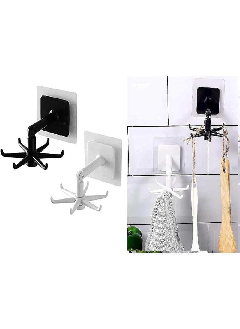 QAWACHH QAWACHH Pack of 2 Kitchen Hook Rotating 360 Degree Bathroom self Adhesive Home Wall Hanging Hanger Hooks Utility Office Sticker Heavy Folding  - Image 1