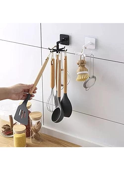 QAWACHH QAWACHH Pack of 2 Kitchen Hook Rotating 360 Degree Bathroom self Adhesive Home Wall Hanging Hanger Hooks Utility Office Sticker Heavy Folding  - Image 2