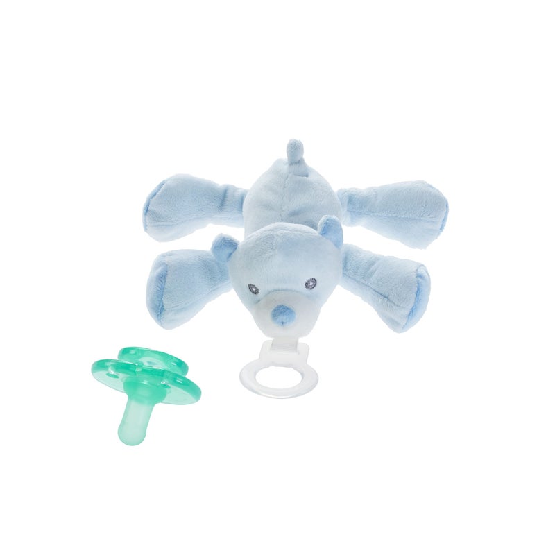 نوكومز Paci-Plushies Shakies - Pacifier Holder with Built in Rattle (2 in 1)- Adapts to Name Brand Pacifiers, Suitable for All Ages, Plush Toy Includes Detachable Pacifier (Bentley The Bear) - Image 5