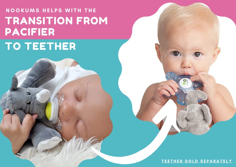نوكومز Paci-Plushies Shakies - Pacifier Holder with Built in Rattle (2 in 1)- Adapts to Name Brand Pacifiers, Suitable for All Ages, Plush Toy Includes Detachable Pacifier (Bentley The Bear) - Image 3