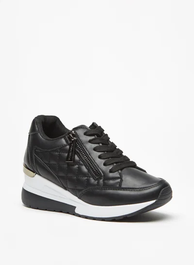 Flora Bella By Shoexpress Womens Quilted Casual Sneakers With Zip Closure By Shoexpress