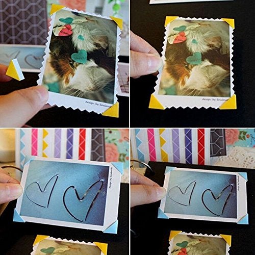 ADVcer 50 Sheets Self Adhesive Photo Corners - Hold 1275 Photos - 6 Colors 5100 pcs Photo Mounting Corner Stickers for Polaroid, Instax Foto of DIY Picture Scrapbook and Recollections Photo Album - Image 5