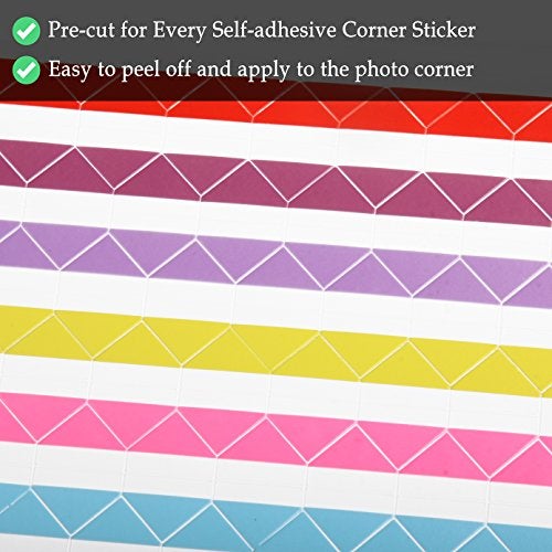ADVcer 50 Sheets Self Adhesive Photo Corners - Hold 1275 Photos - 6 Colors 5100 pcs Photo Mounting Corner Stickers for Polaroid, Instax Foto of DIY Picture Scrapbook and Recollections Photo Album - Image 3
