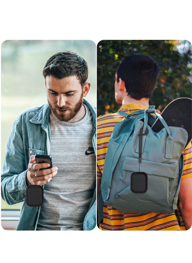 سيوسي - غطاء حافظة AirPods Pro 2 2022، غطاء حماية من السيليكون الفاخر مع حبل حماية كامل مع ضوء LED أمامي مرئي (أسود) - Image 1