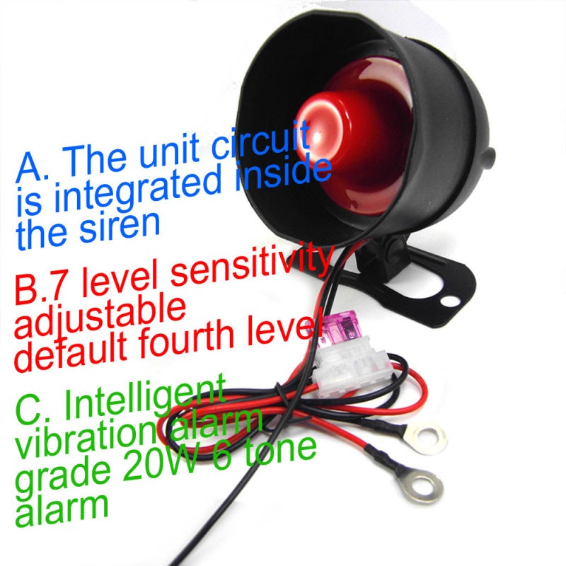 12V Universal Car Alarm: 125DB Loudness, Non-Destructive Easy Installation - 7-Level Adjustable Sensitivity, 2 Remote Controllers for 12V Cars, SUVs, Electric Vehicles - Image 5