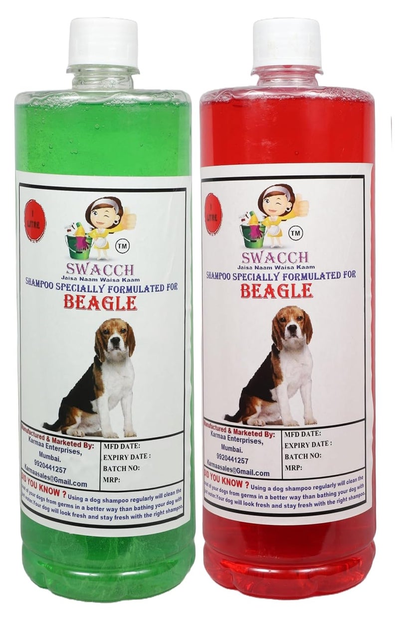 SWACCH Shampoo Specially FORMULATED for Beagle 1 Litre Combo Pack of 2 Strawberry NEEM ALOVERA - Image 2