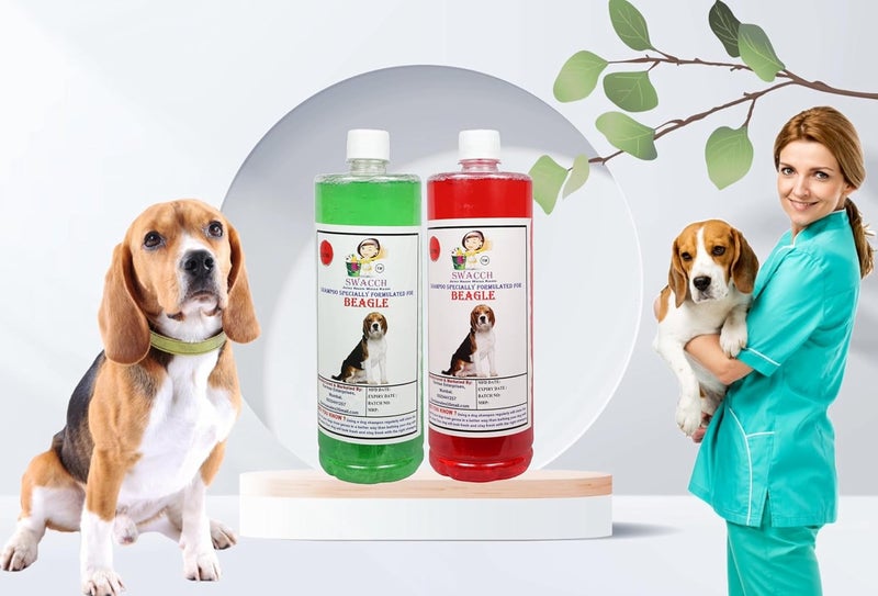SWACCH Shampoo Specially FORMULATED for Beagle 1 Litre Combo Pack of 2 Strawberry NEEM ALOVERA - Image 1